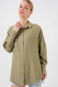 20126 Oversize Keten Gömlek - Çağla resmi